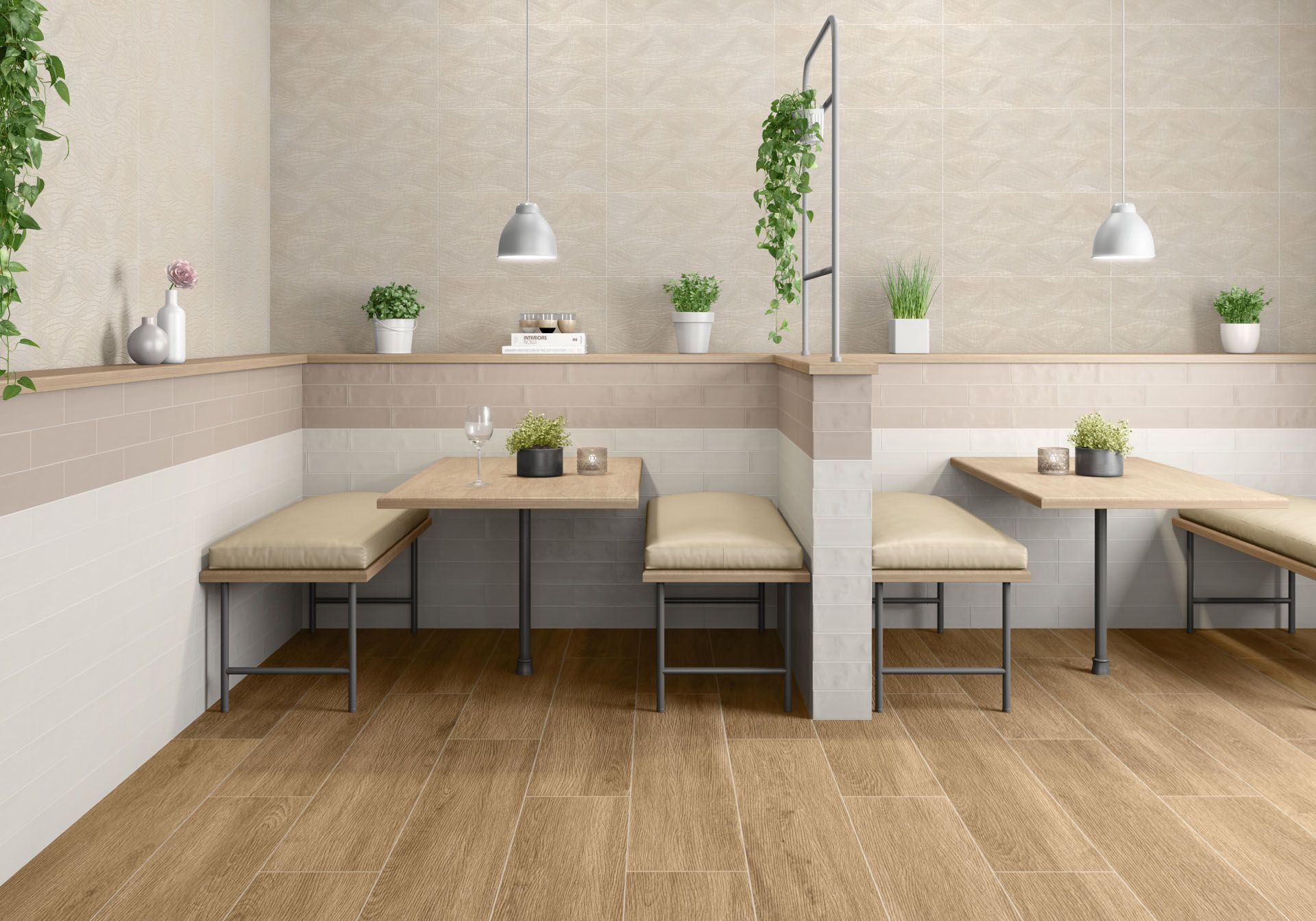 AMB TOSCANA RLV IPANEMA IVORY 30X60 MAIOLICA PEARL-TAN BERNA UMBER 23X120