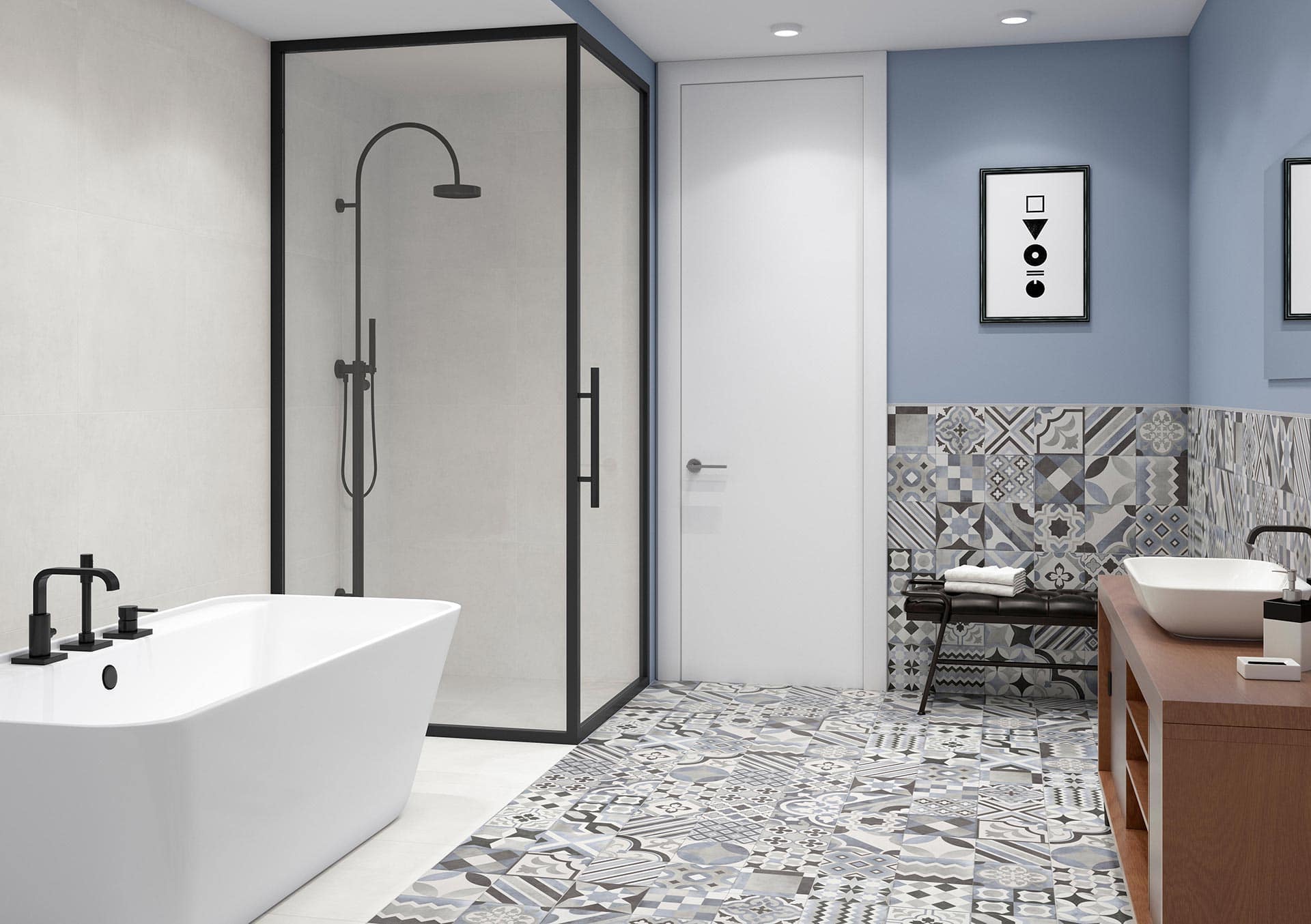 AMB BAÑO MAXXI WHITE RIVET GRAY