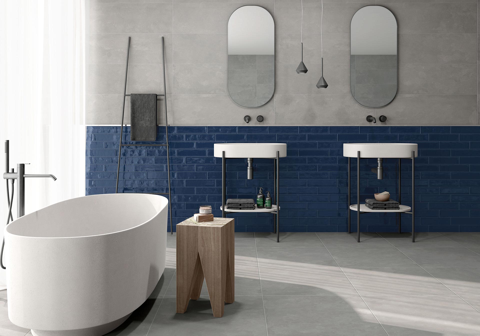 AMB COSMOPOLITA SILVER 90X90 COSMOPOLITA SILVER WALL 33,3X100 MAIOLICA ROYALBLUE 7,5X30