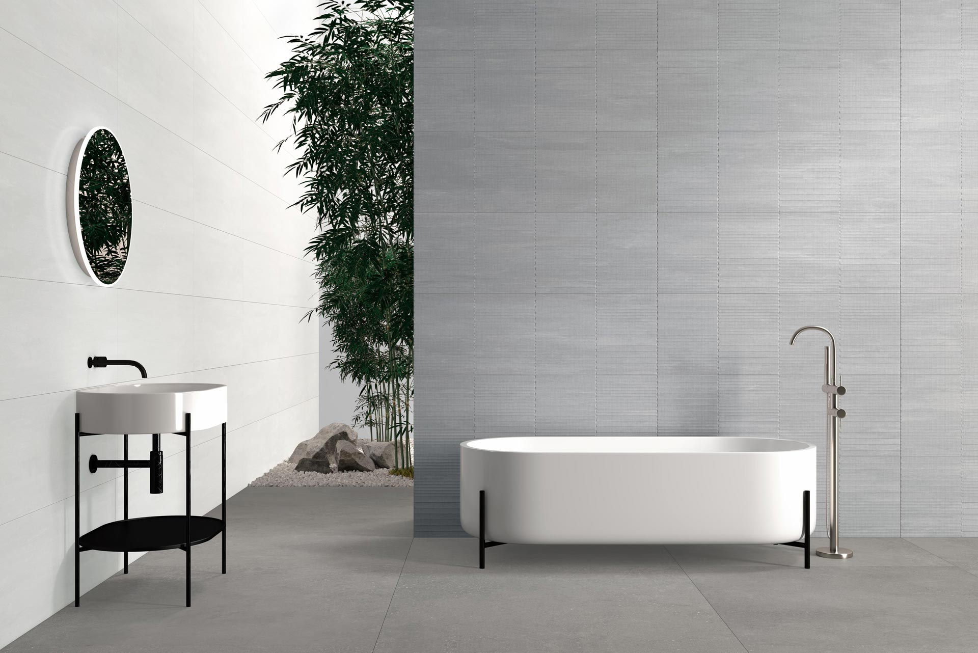AMB TISSE SOLID WHITE RLV TISSE SOLID SILVER 40X120 INTEGRA GRAY 120X120