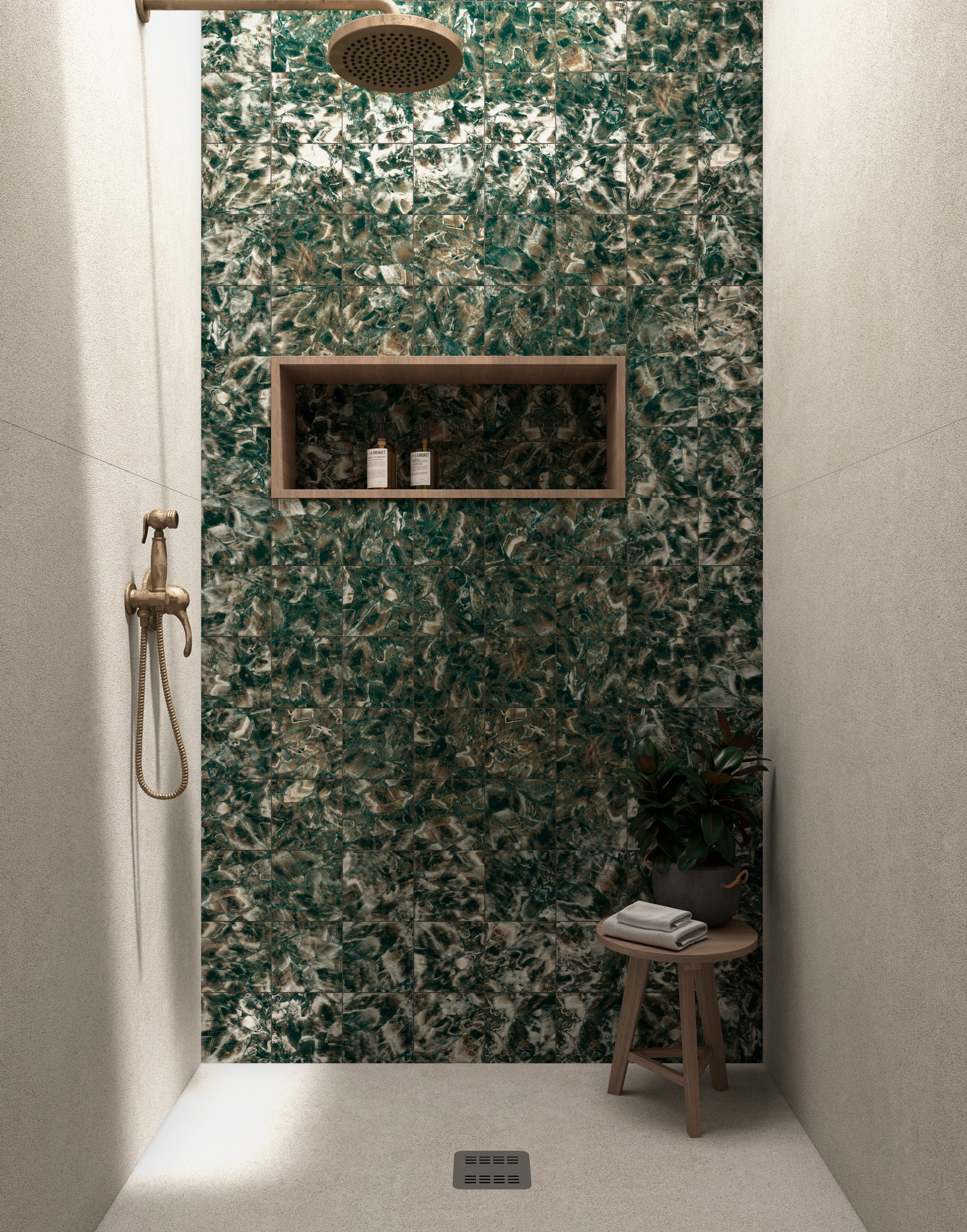 AMB AMATISTA SEAGREEN 15X15 - BORRIOLSTONE SILVER 120X120
